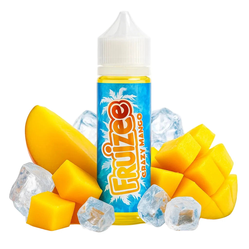 Flacon de e-liquide Crazy Mango Fruizee 50 ml, saveur mangue givrée, base 30/70, fabrication française par Eliquid France.