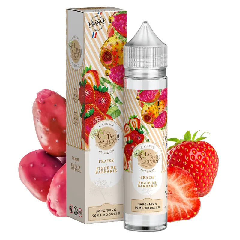 E-liquide Fraise Figue de Barbarie 50 ml Le Petit Verger – saveur fraise et figue de barbarie, base 50/50 PG/VG, fabrication française.