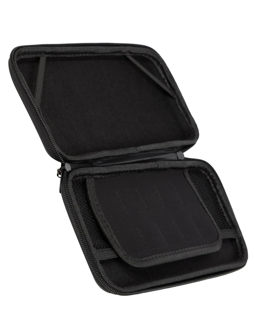 Housse de transport vape grande ouverte avec rangements intérieurs pour e-liquides, résistances, câbles et accessoires de vape