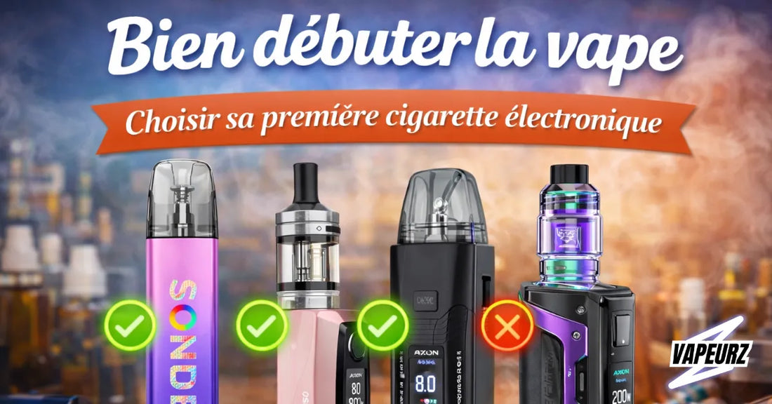 Comparatif de cigarettes électroniques pour débutants, avec modèles recommandés et non recommandés pour bien débuter la vape.