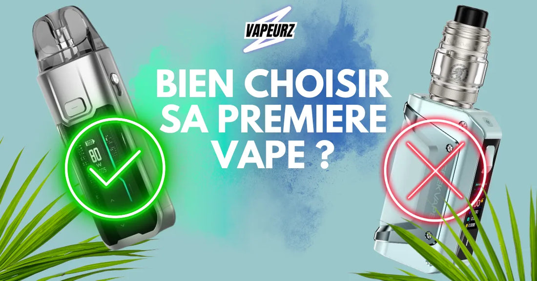 Image de l'article bien choisir sa premiere vape - guide pour débutants sur les types de cigarettes électronique, modeles recommandes et erreurs a éviter. 