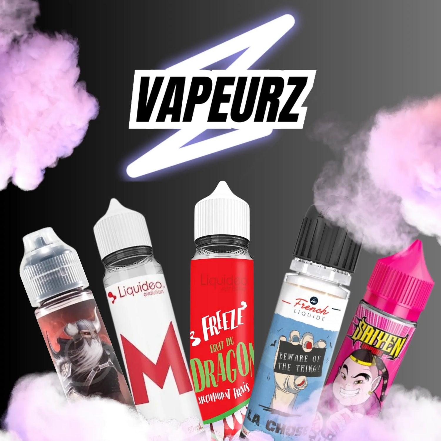 Flacons d’e-liquides premium aux saveurs fruitées, gourmandes et fraîches – liquides pour cigarettes électroniques et vape