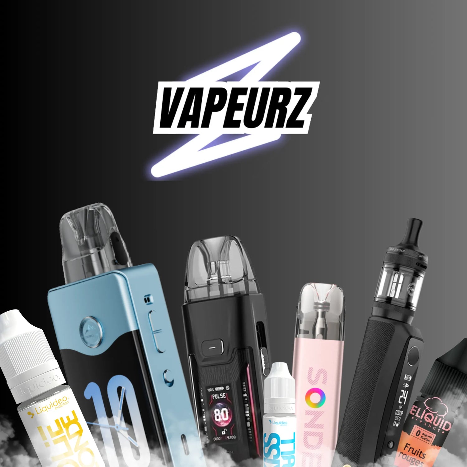 Kits débutants Vapeurz – e-cigarettes simples avec e-liquides Classic, Menthe et Fruits rouges