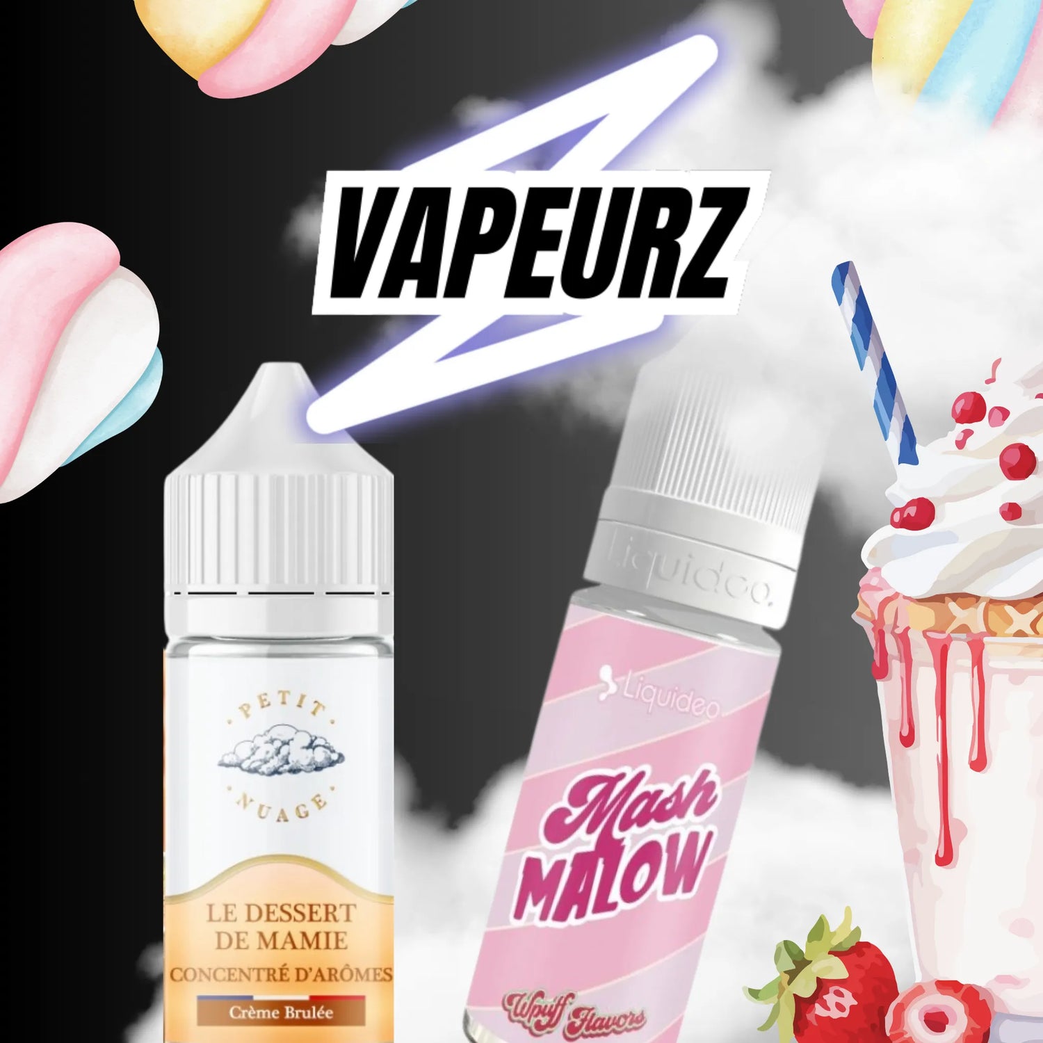 Flacons e-liquides gourmands 10 ml, vanille, caramel, pop-corn et café, pour cigarette électronique