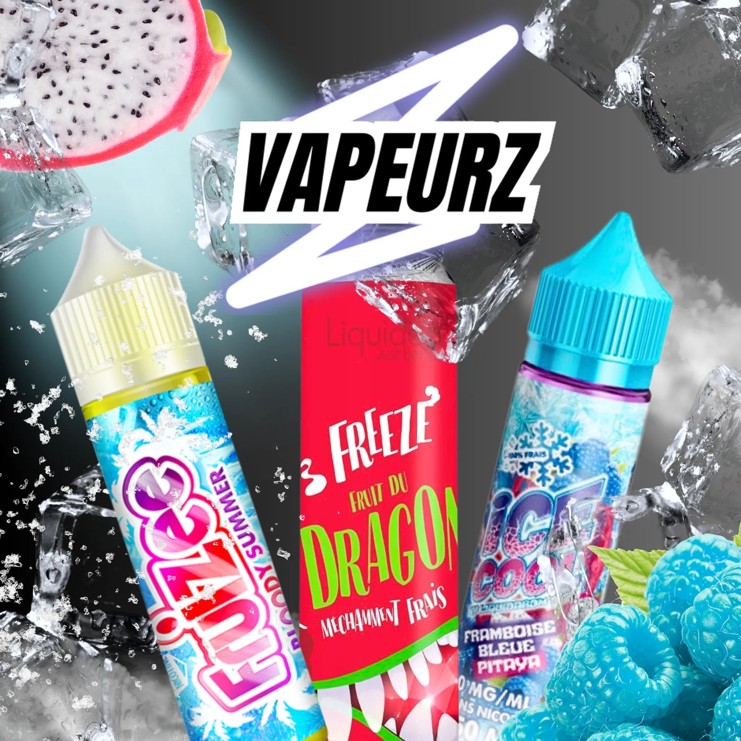 E-liquides fruités frais 50ml et plus à booster aux saveurs fruit du dragon frais et autres fruits glacés, pour une vape exotique et rafraîchissante