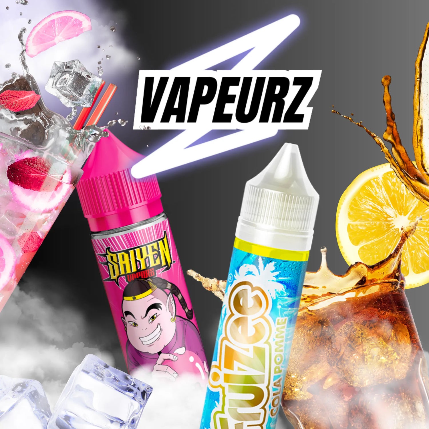 E-liquides boissons 50ml et plus à booster aux saveurs Cola, Limonade, Energy Drink et Cocktails, idéal pour une vape rafraîchissante et gourmande