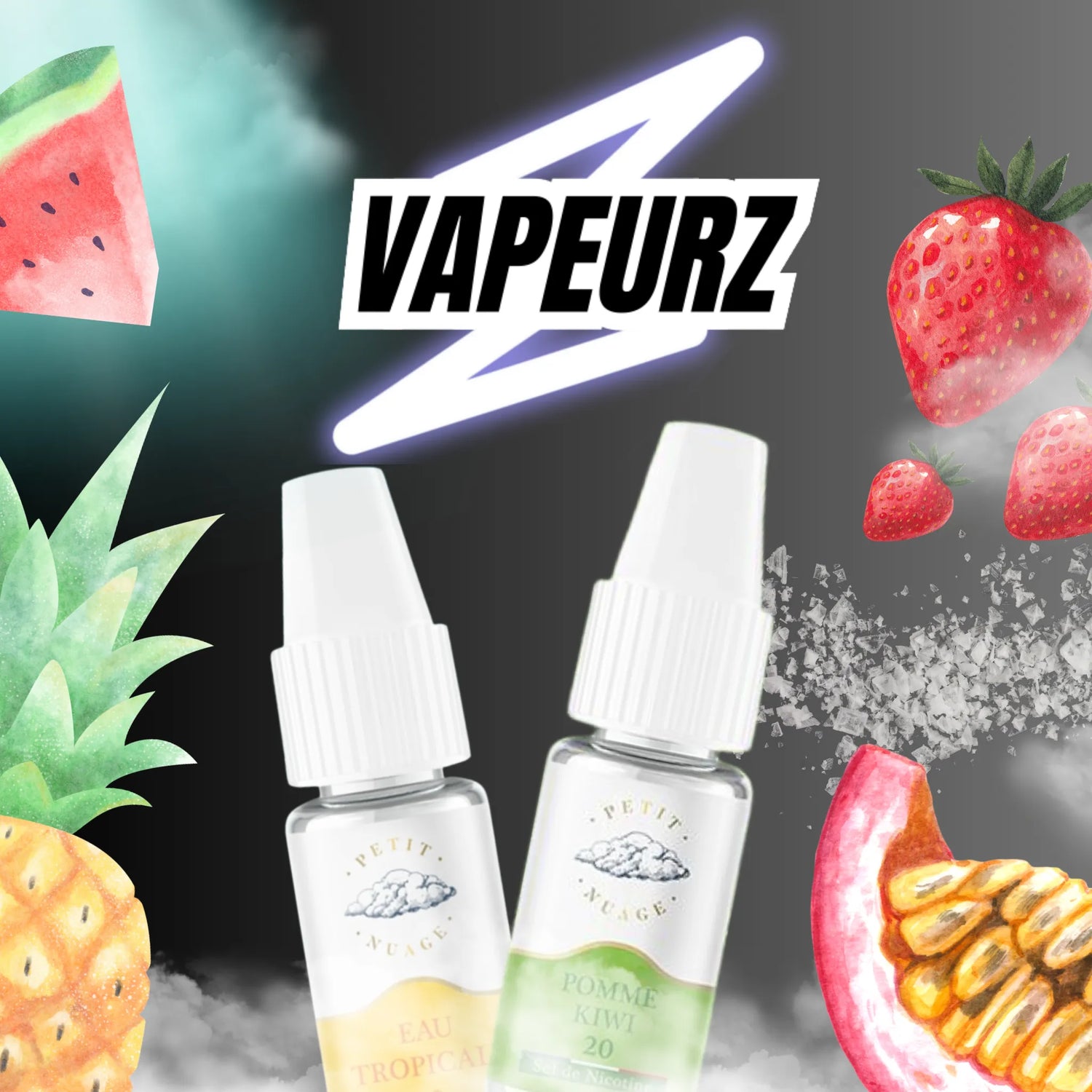 Flacons de 10 ml d’e-liquides fruités aux sels de nicotine, saveurs intenses et douceur, pour cigarette électronique