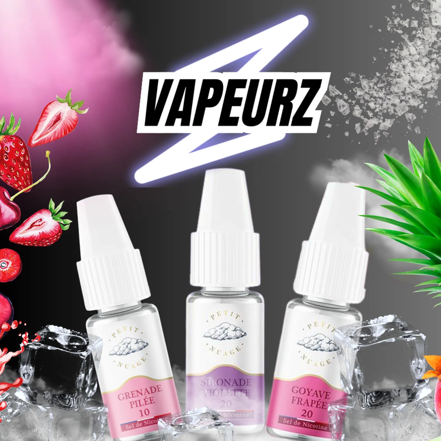 Flacons de 10 ml d’e-liquides fruités frais aux sels de nicotine, effet glacé, pour cigarette électronique