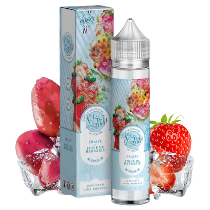 E-liquide Fraise Figue de Barbarie Frais 50 ml Le Petit Verger – saveur fruitée et fraîche, fraise et figue de barbarie.
