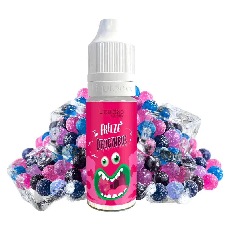 E-liquide Freeze Druginbus Liquideo 10ml – bonbon coloré givré, e-liquide gourmand et frais 50/50 PG/VG.