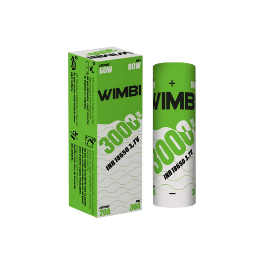 Accu 18650 3000mAh 30A Wimbi – accu haute performance pour cigarette électronique, autonomie et sécurité.