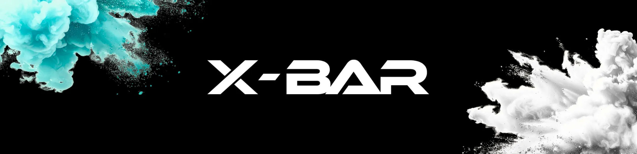 Bannière de la collection e-liquides X-Bar, marque de vape aux saveurs fruitées et fraîches inspirées de la puff
