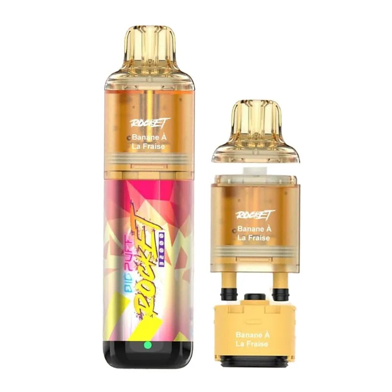 Big Puff Rocket 32000 Banane et Fraise – Puff rechargeable 32000 puffs avec pods et e-liquides 20 mg
