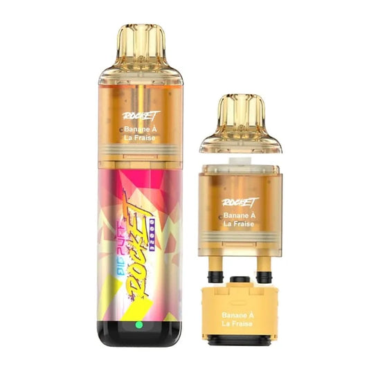 Big Puff Rocket 32000 Banane et Fraise – Puff rechargeable 32000 puffs avec pods et e-liquides 20 mg