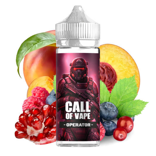 -liquide Operator Call of Vape 30ml saveur pêche fruits rouges grenade pour cigarette électronique