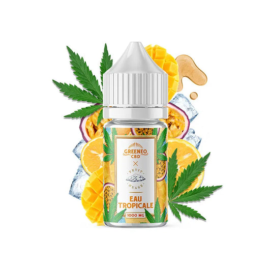 CBD E-liquide Greeneo x Petit Nuage Eau Tropicale 30ml 1000mg saveur passion mangue agrumes sans THC