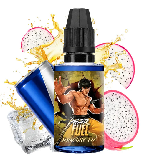 Flacon Fighter Fuel Dragone Lee 30ml goût fruit du dragon, energy drink et effet frais pour cigarette électronique.
