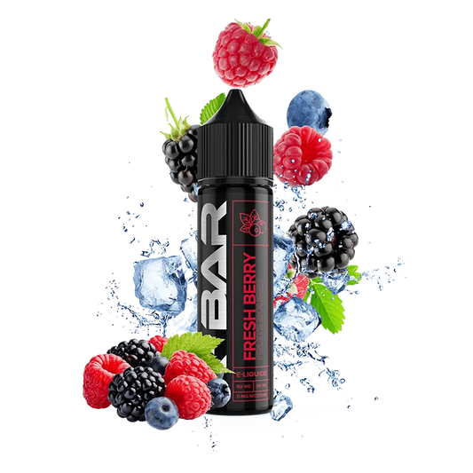 Flacon de e-liquide Fresh Berry 50 ml X-Bar, saveur fruits rouges frais et sucrés, base 50/50 PG/VG, fabrication française.