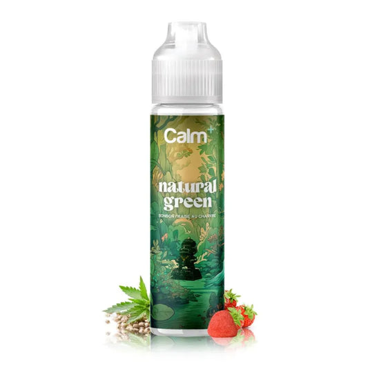 E-liquide Natural Green 50ml Calm+ CBD fraise bonbon et chanvre 250 mg fabriqué en France
