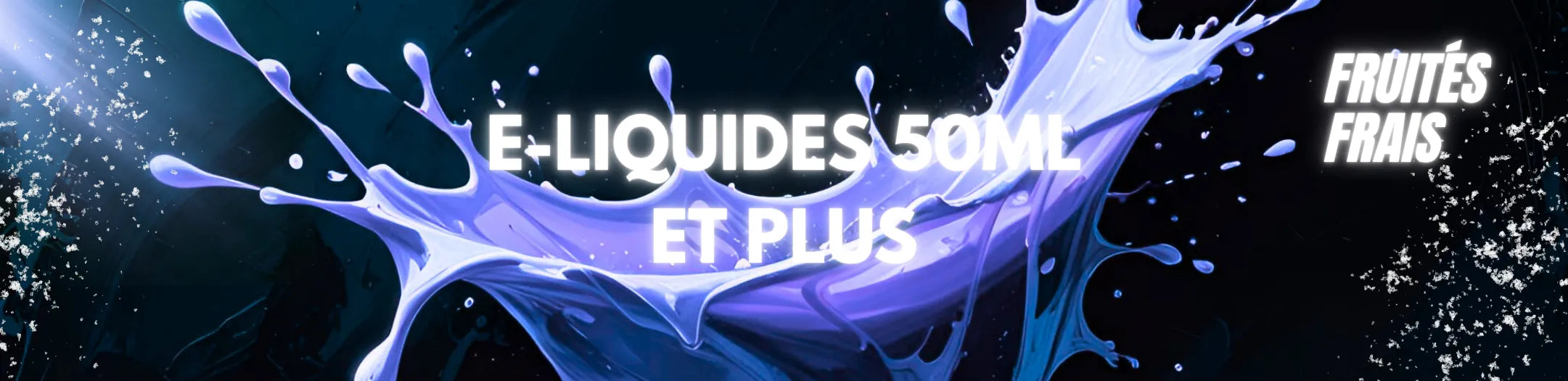 Illustration bleutée et givrée des e-liquides fruités frais 50ml et plus de Vapeurz, combinant arômes fruités intenses et effet mentholé puissant pour une vape rafraîchissante.