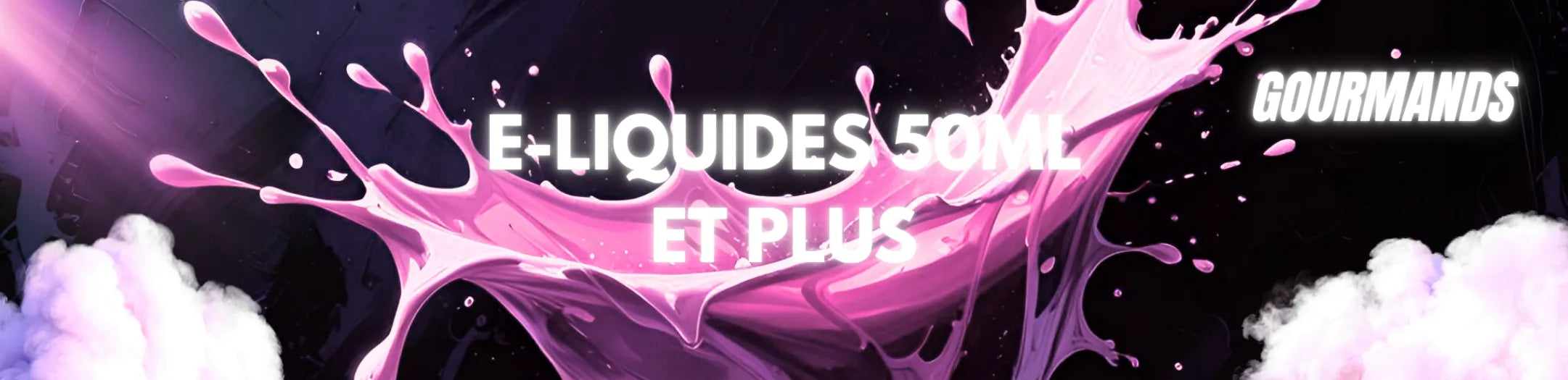 Éclaboussure rose illustrant les e-liquides gourmands 50ml et plus de Vapeurz, aux saveurs sucrées, crémeuses et dessert pour une vape généreuse et savoureuse.