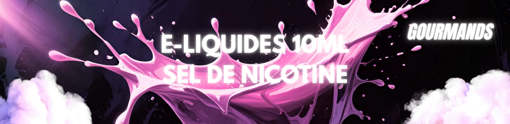 Éclaboussure rose illustrant les e-liquides gourmands au sel de nicotine 10ml de Vapeurz, aux saveurs sucrées, crémeuses et dessert pour une vape douce et réconfortante.