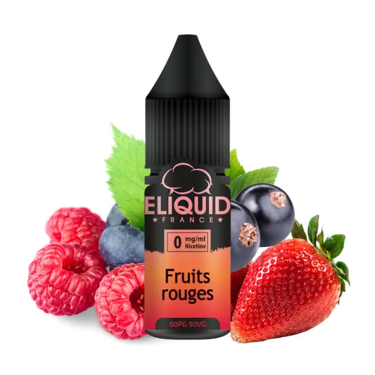 E-liquide Fruits Rouges 10 ml Eliquid France – mélange sauvage de fruits rouges, base 50/50 PG/VG, fabrication française.