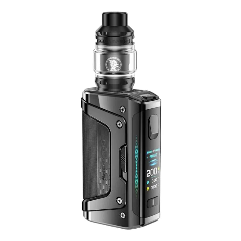 GeekVape Aegis Legend 5 – Kit 200W, double accu 18650, clearomiseur Z Subohm anti-fuite, grande autonomie et rendu de saveur exceptionnel.