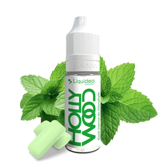 E-liquide Hollywood 10 ml Liquideo – saveur chewing-gum chlorophylle fraîche, base 70/30 PG/VG, fabrication française.