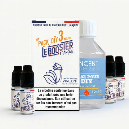 Pack DIY 250ML 50/50 VDLV – base et boosters français disponibles en 3MG et 6MG