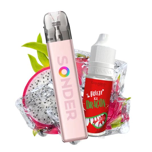 Starter Pack Fruité GeekVape Sonder Q2, alternative à la puff jetable avec e-liquide Freeze Dragon fruit du dragon givré