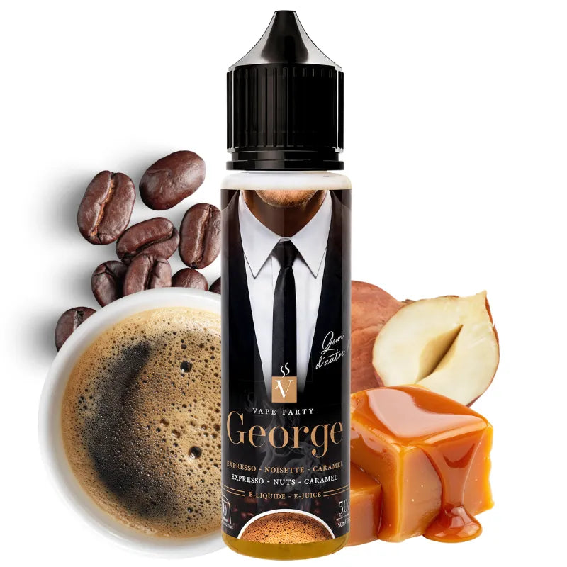E-liquide swoke George 50ml saveur café expresso, noisette et caramel gourmand pour cigarette électronique avec notes sucrées et torréfiées